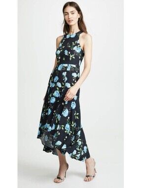 NWT Yumi Kim Black & Blue Floral Moonlight Bay Catalina Dress Size Large